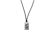 Armani Exchange Mens Silver Stainless Steel Dog Tag Necklace