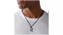 Armani Exchange Mens Silver Stainless Steel Dog Tag Necklace