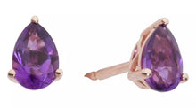 Rveere 9ct Rose Gold Plated Silver Amethyst Stud Earrings