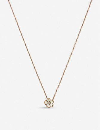 Cherry Blossom silver yellow-gold vermeil and diamond pendant necklace