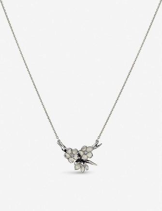 Cherry Blossom sterling silver and diamond necklace