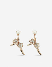 Cherry Blossom yellow gold-plated vermeil silver and diamond drop earrings