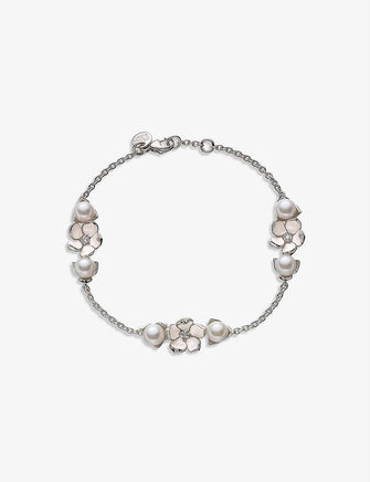 Cherry Blossom sterling silver, diamond and pearl bracelet