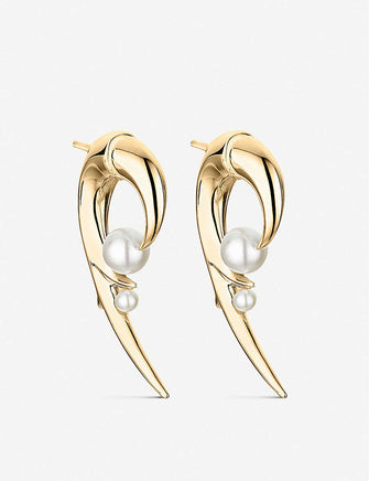 Cherry Blossom Hook pearl and yellow-gold vermeil earrings