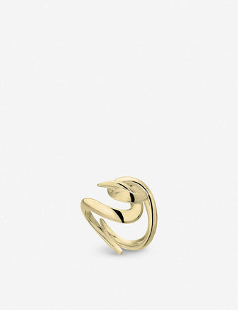 Hook yellow gold-plated vermeil silver ring