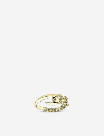 Hook and chain yellow gold vermeil ring