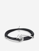 Hook silver and leather bracelet