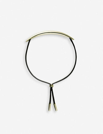 Quill yellow gold-plated vermeil silver and leather bracelet