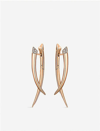 Crossover 0.11ct diamond and rose gold-plated vermeil silver drop earrings