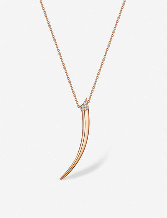 Tusk rose gold-plated vermeil silver, silver and 0.05ct brilliant-cut diamond pendant necklace