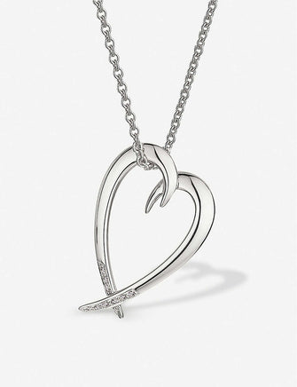 Heart sterling silver and diamond necklace