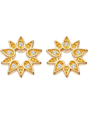 Mini Sun 18ct yellow gold-plated stud earrings