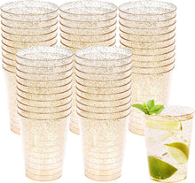 Matana - 50 Premium 275ml Multi-use Plastic Tumbler Cups with Gold Glitter for Garden Wedding Anniversary and Birthday Party