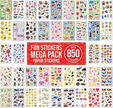 Children Stickers for Scrapbooking, Crafting, Decorating - OVER 850 Self Adhesive Paper Stickers 48 Designs - Party Bag Fillers for Kids, Boys Girls & Teacher Rewards - Animals, Dogs, Cars, Princess