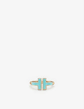 Tiffany T Square 18ct rose-gold and tuquoise ring