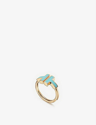 Tiffany T Square 18ct rose-gold and tuquoise ring