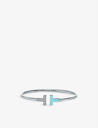 Tiffany T 18ct white-gold, turquoise and diamond bracelet