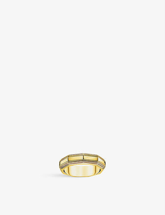 Angular 18ct yellow gold-plated sterling-silver ring