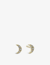 Moon recycled 9ct yellow-gold and white diamond stud earring