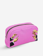 Toiletpaper lipstick-print faux-leather beauty case