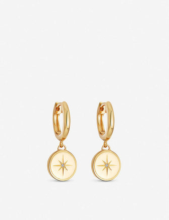 Celestial Compass 18ct gold-plated and sapphire earrings
