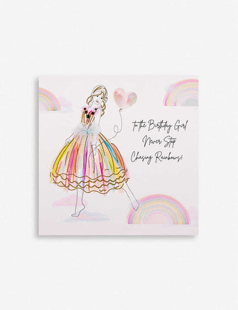 Never Stop Chasing Rainbows birthday greetings card 16.5cm x 16.5cm