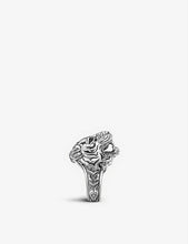 Rebel at Heart tiger motif stainless steel and zirconia ring