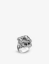 Rebel at Heart tiger motif stainless steel and zirconia ring
