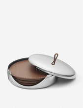 Sky leather and stainless steel coasters set of four