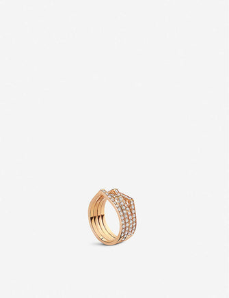 Antifer pink-gold and diamond stacked ring