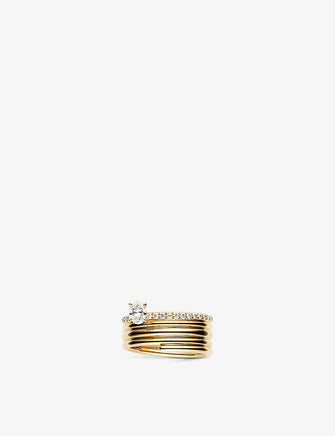 Blast 18ct pink-gold and diamond ring