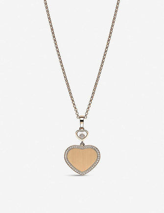 Chopard x 007 Happy Hearts Golden Hearts 18ct rose-gold and 0.24ct white-diamond pendant necklace