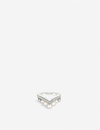 Joséphine Aigrette 18ct white-gold, diamond and pearl ring