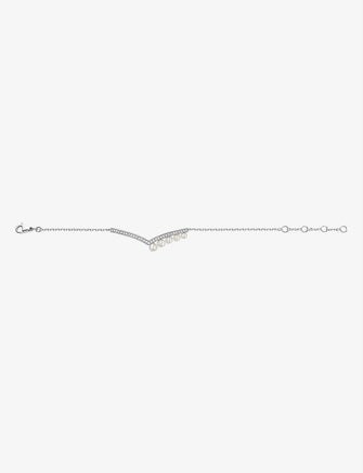 Joséphine Aigrette 18ct white gold, diamond and pearl bracelet