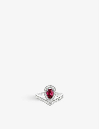 Joséphine Aigrette 18ct white gold, diamond and rhodolite garnet ring