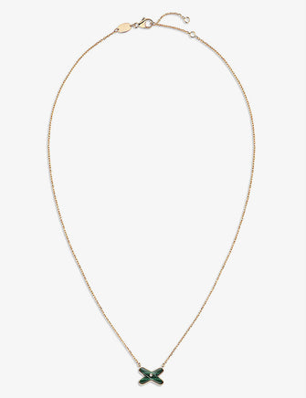 Jeux de Liens 18ct rose-gold, 0.004ct brilliant-cut diamond and malachite pendant necklace