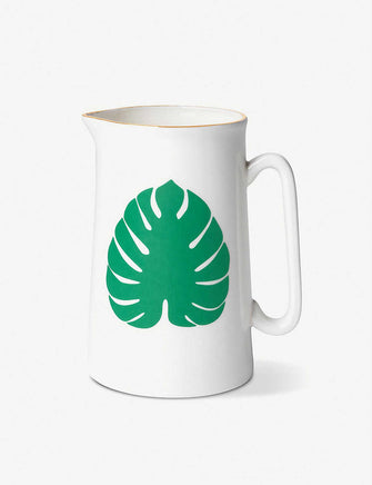 Tropical leaf-print fine bone china jug 560ml