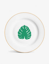 Tropical leaf-print fine bone china side plate 21cm