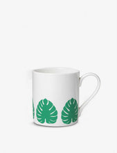 Tropical leaf-print bone-china mug 9cm