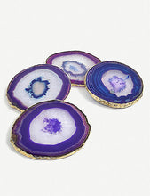 Lumino handmade purple-plated agate coasters set of four