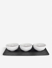 NewMoon porcelain dip bowl and platter set of four