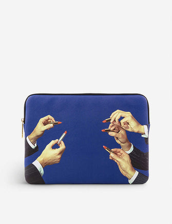 Seletti wears TOILERPAPER lipstick-print 13” canvas laptop case 34cm x 25cm