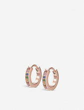 Skinny Huggie gem-set 18ct rose-gold vermeil silver earrings