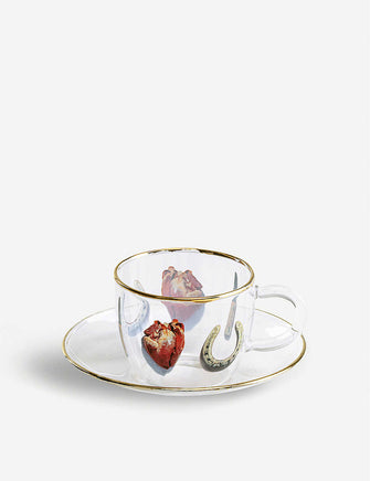 Seletti wears TOILETPAPER I Love You printed glass coffee set