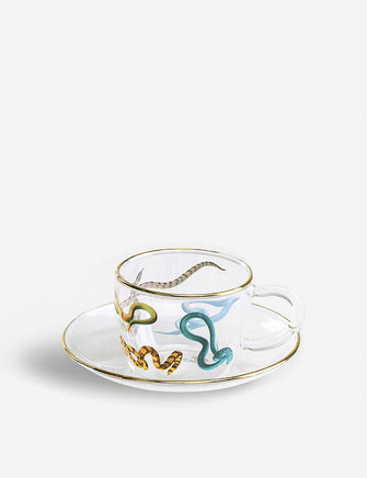 Seletti wears TOILETPAPER Snakes printed glass coffee set