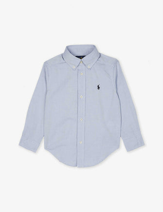 Logo-embroidered cotton long-sleeve shirt 2-4 years