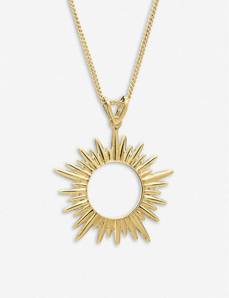 Electric Goddess medium 22ct gold-plated sterling silver sun necklace