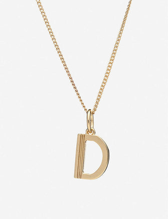 Art Deco D Initial yellow gold-plated sterling-silver necklace