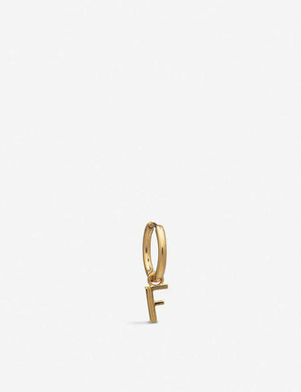 Art Deco F initial 22ct gold-plated hoop earring