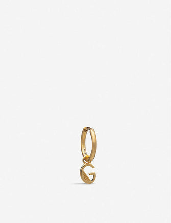 Art Deco G initial 22ct gold-plated hoop earring